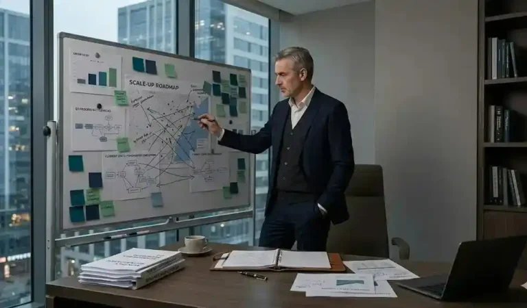 Executive operational environment illustrating leadership drag and organizational friction during company scale