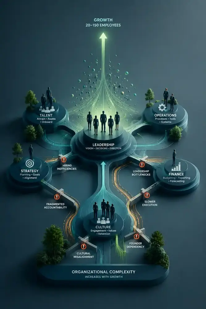 Executive leader navigating organizational complexity, leadership coordination, and scaling challenges in a high-growth company.